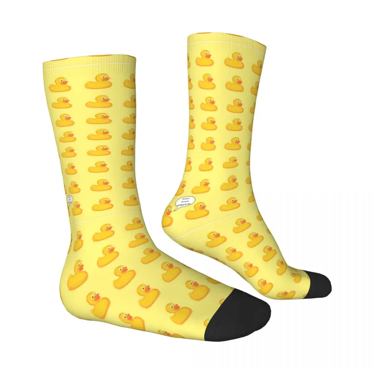 Calcetines de pato amarillo de dibujos animados, medias de goma a la moda, antideslizantes de invierno, calcetines para hombres y adultos, calcetines cómodos con gráficos para ciclismo