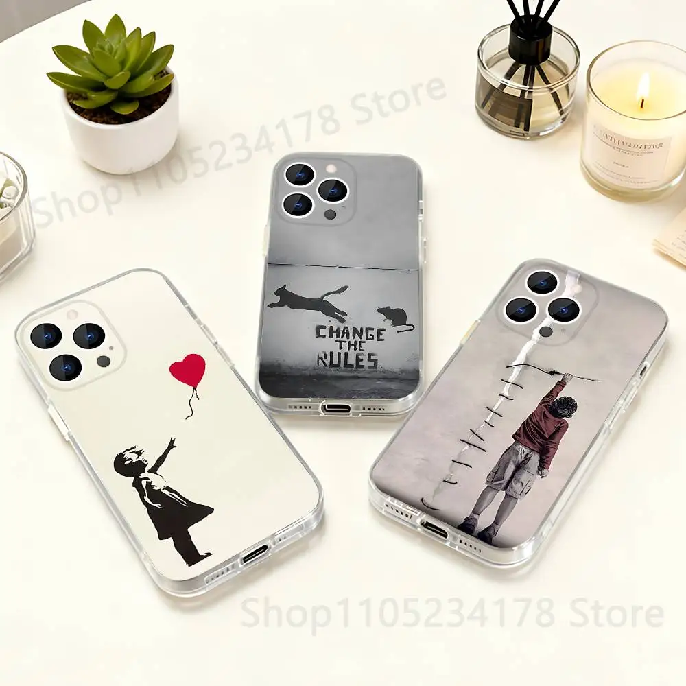 

Graffiti B-Banksy Artist-es Phone Case for iPhone 16 15 14 13 12 11 17 Plus Pro Max X XR XS Max Soft Clear Tpu
