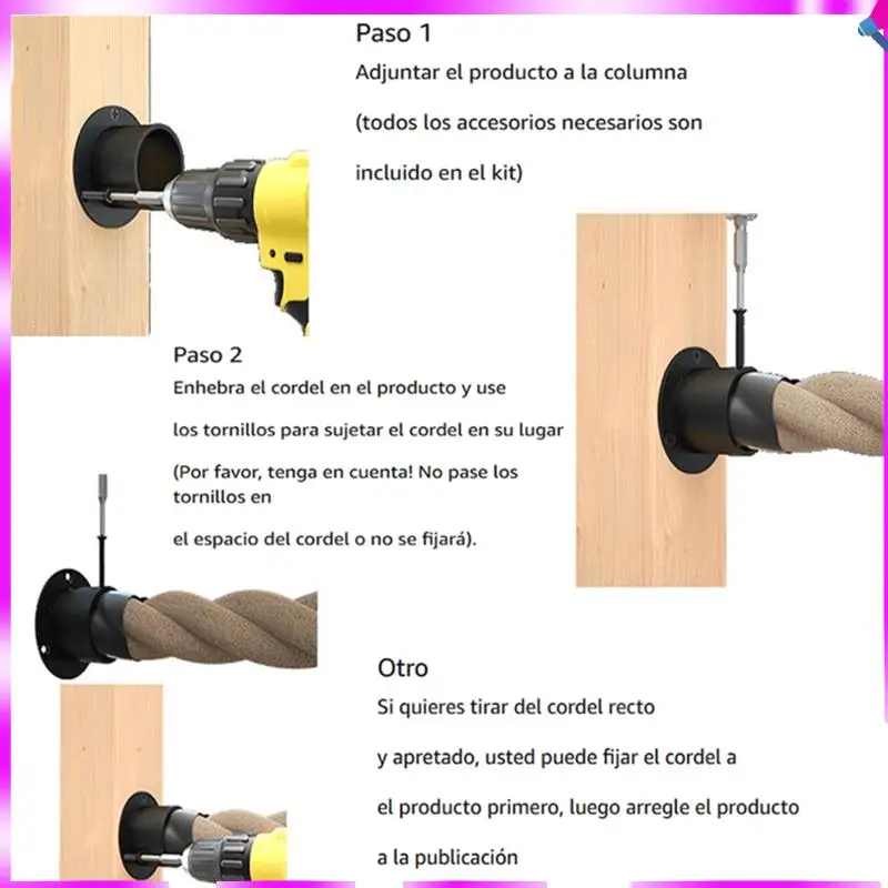 N96R Black Rope End Snap With Screw Securing Rail Support Cap 4-Pack For Hemps Fencing Stair Deck Railing Kit
