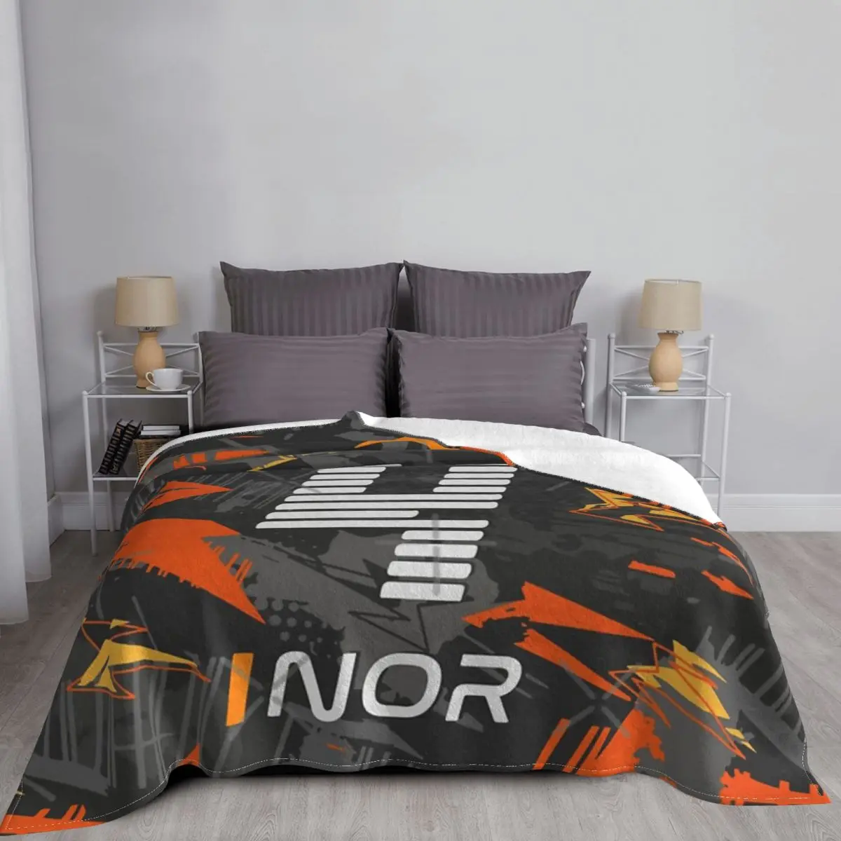 Lando Norris 4 - Abstract Design _F1 2024 Blanket Bedspread On The Bed Vintage For Double Bed