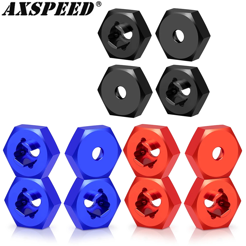 AXSPEED 4Pcs Aluminum Alloy Wheel Hex Adapter for 1/18 T-raxxas Latrax Teton RC Model Car Upgrade Accessories