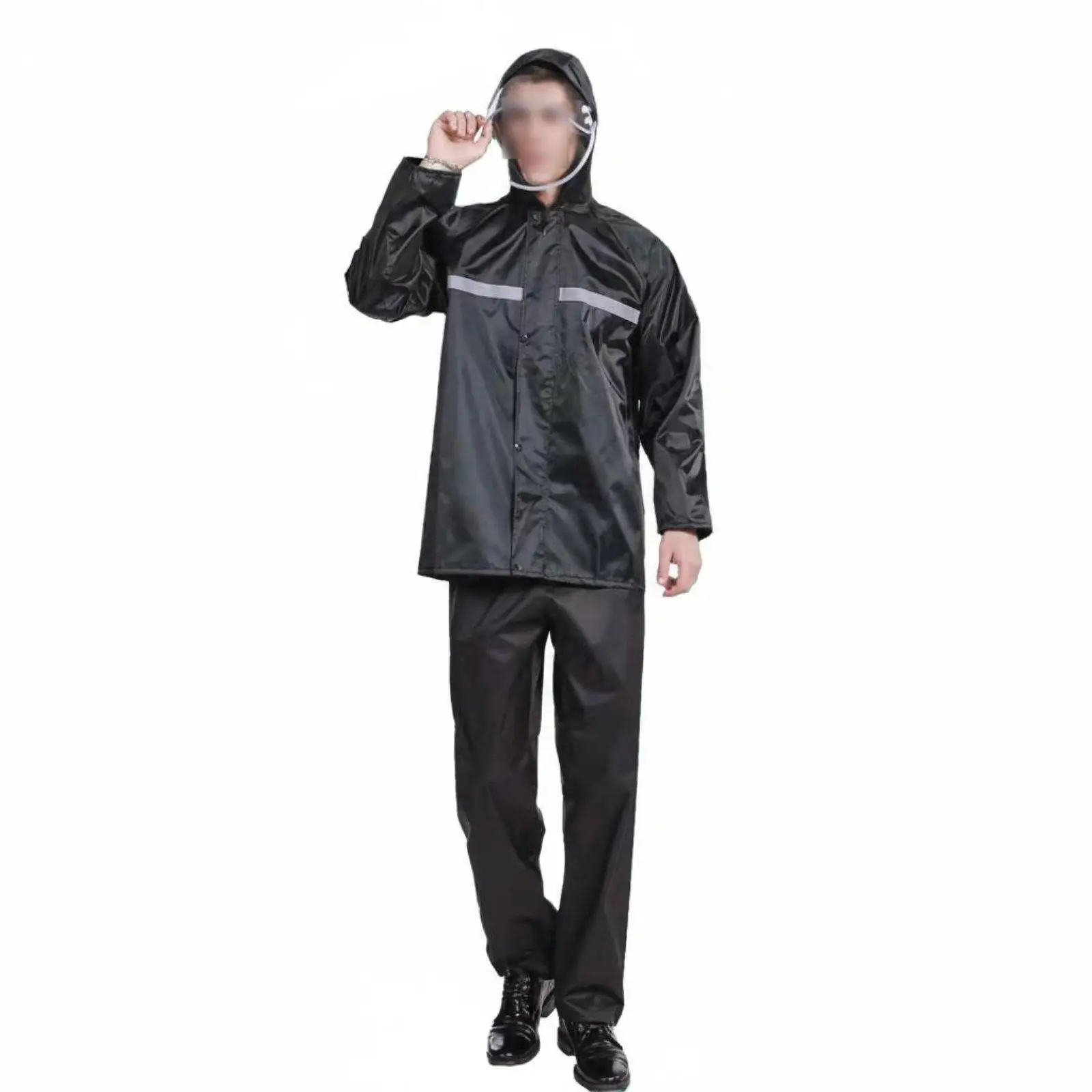 Oxford Rain Suit with Reflective Strips Split Design Waterproof Apparel for Cycling and Outdoor Jobs
