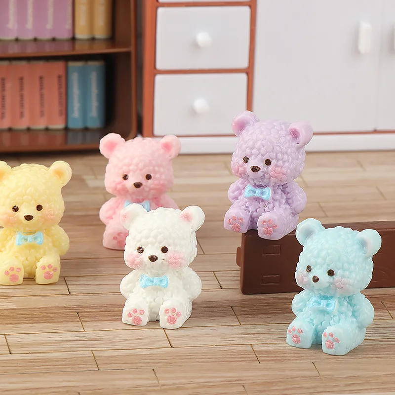 100 قطعة Kawaii الراتنج ثلاثية الأبعاد الكرتون الحيوان الأرنب الدب Diy بها بنفسك ديكور المنزل دمية اكسسوارات الحرف اليدوية #5