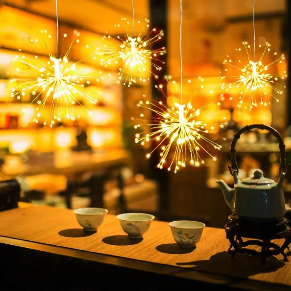 أضواء الألعاب النارية LED مع جهاز تحكم عن بعد، 8 أوضاع إضاءة، مقاومة للماء، ديكور عيد الميلاد والهالوين، حفلة داخلية وخارجية، حديقة الزفاف DIY