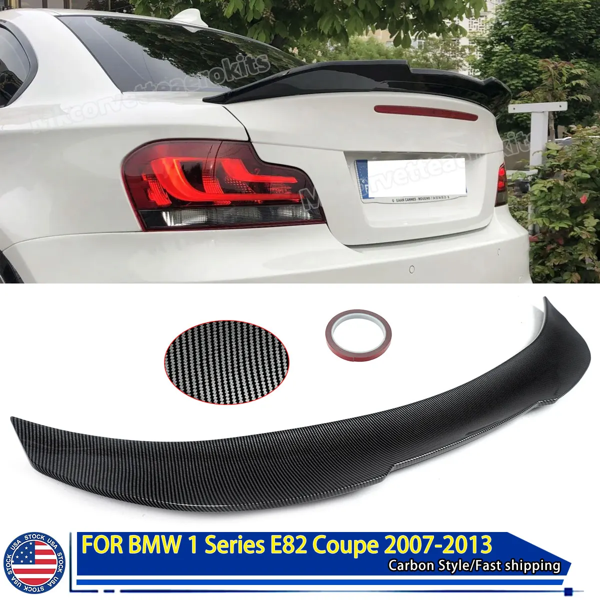 

For BMW 1 Series E82 PSM Style Wing Coupe 118d 120i 135i 2008 2009 2010 2011 2012 2013 Carbon Look Rear Trunk Boot Spoiler Lip