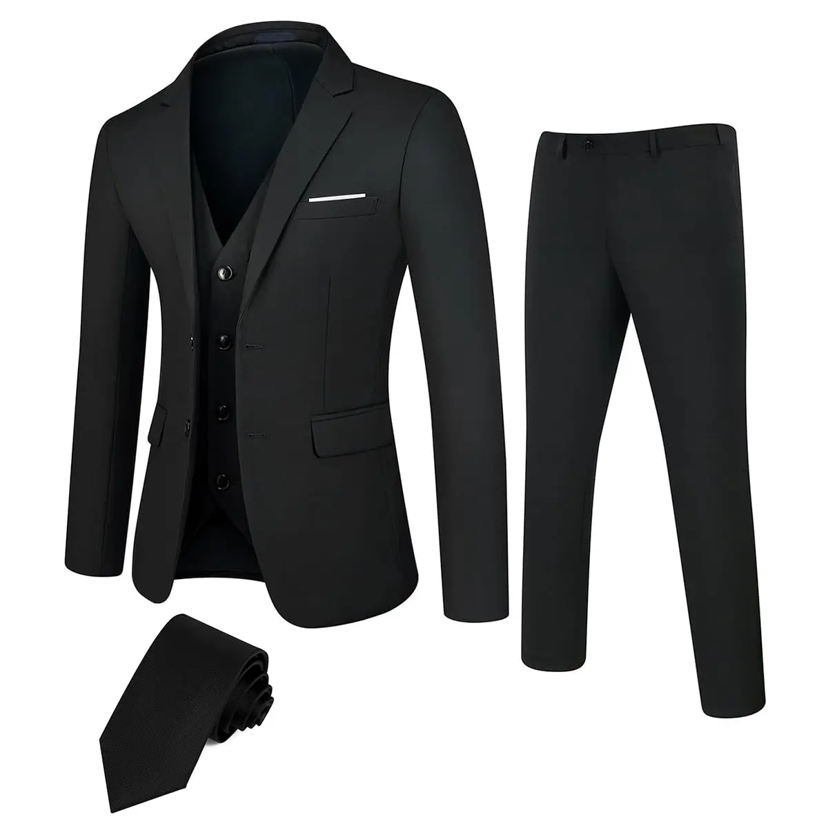 TweedLad Men's Business Suit Set Groomsmen Regular Fit-Tuxedo Jacket+Trousers Men Suit Set Lapel Formal Stylish Buttons Pockets