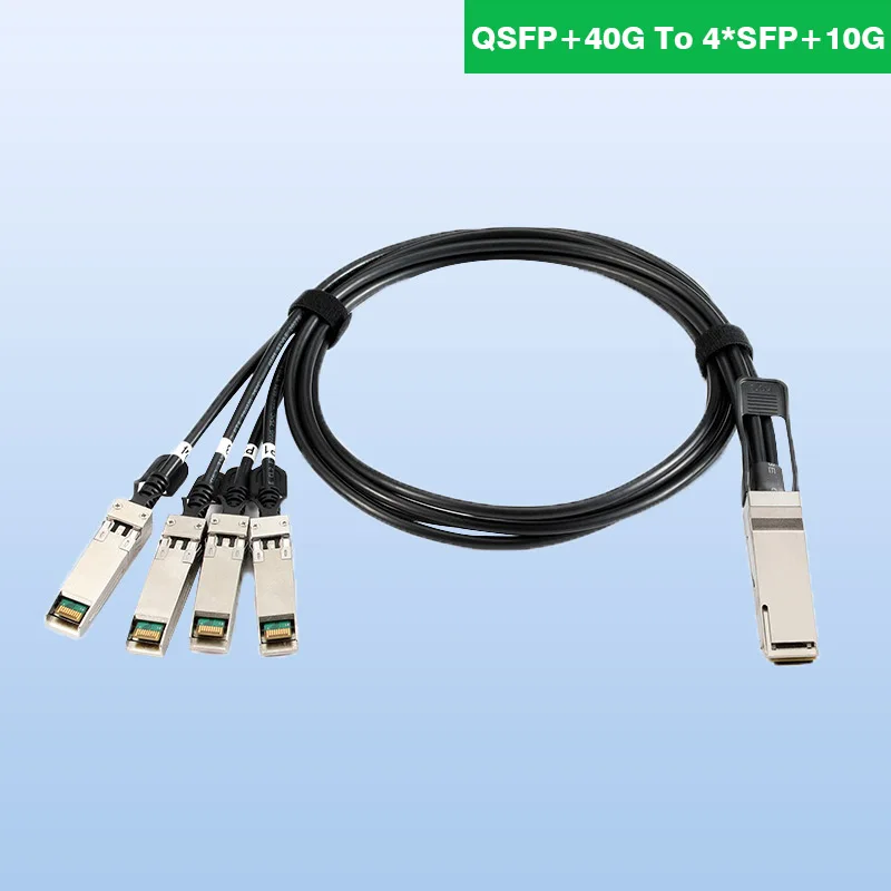 

QSFP+40G To 4*SFP+10G 1M Black High-speed Cable Server Stacking Cable For Cisco Huawei H3C NICS Bend-resistant Copper Core