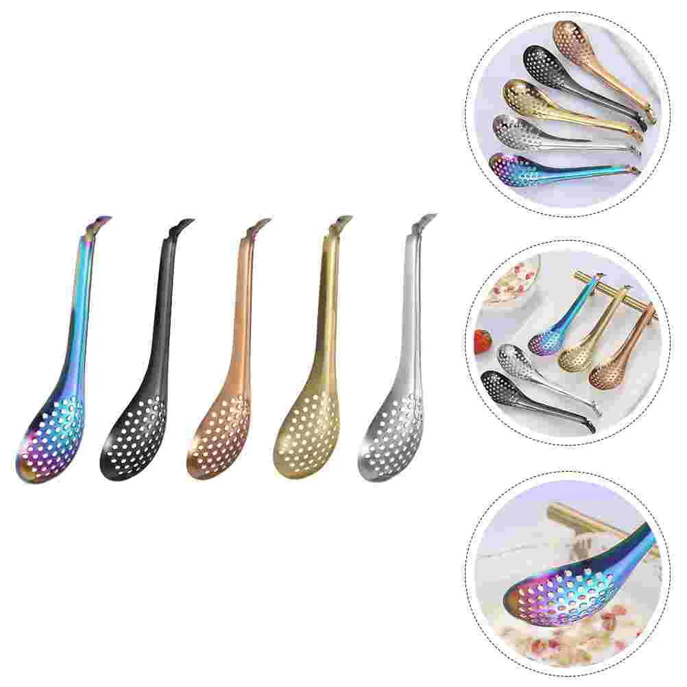 5 PCS Caviar Colander Kitchen Gadgets Home Colanders Stainless Steel Spoons Utensils Food Scoops