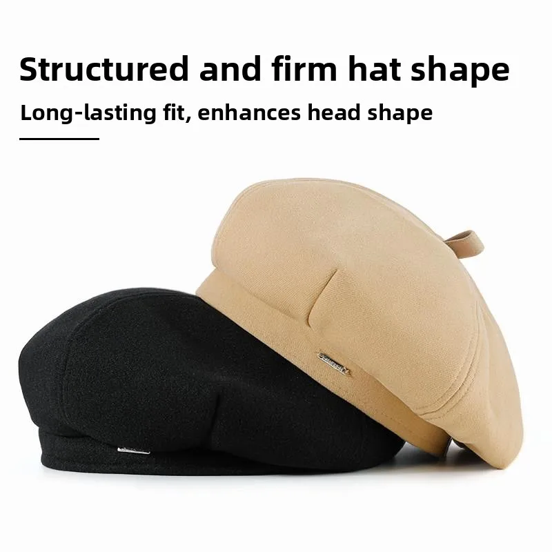 Fashionable Thin Beret Hat Women's All Seasons Small Head Size Suitable for Large Head Size Hats 56cm Casual Style Travel Fri...