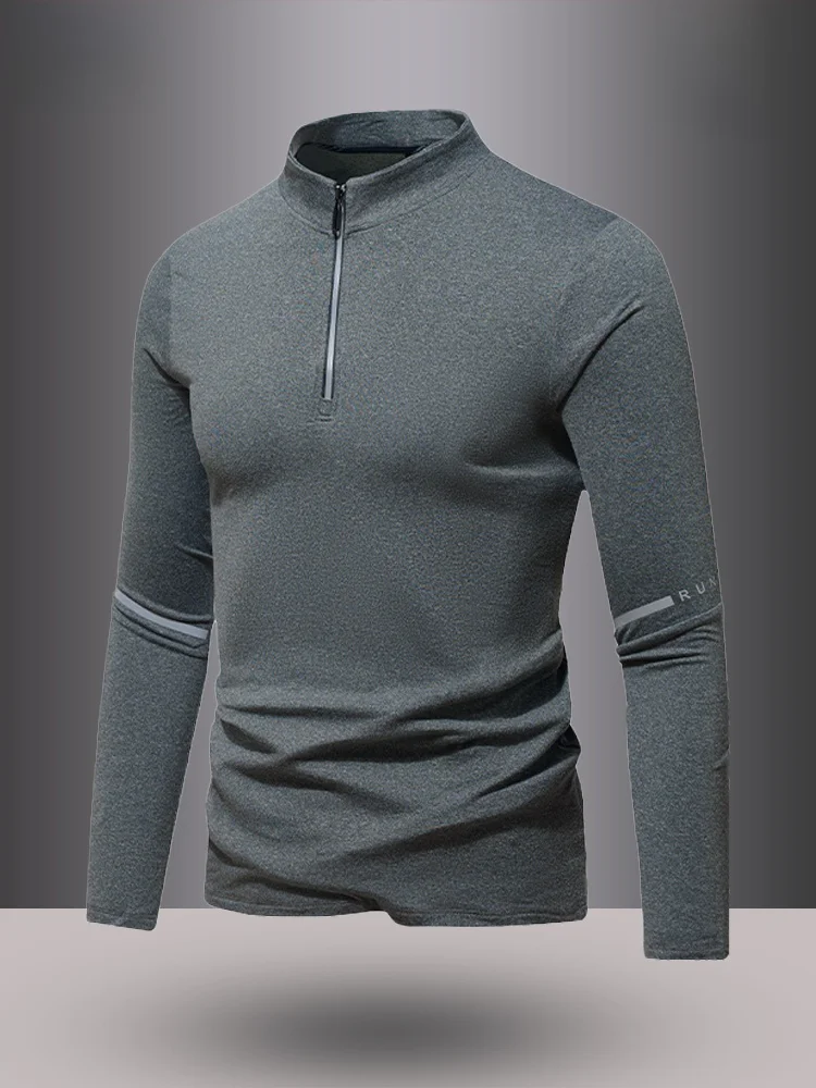 

Мужская спортивная футболка с длинным рукавом, быстросохнущая, для бега, базовый слой, V-образный вырез, приталенный крой, модный городской стиль