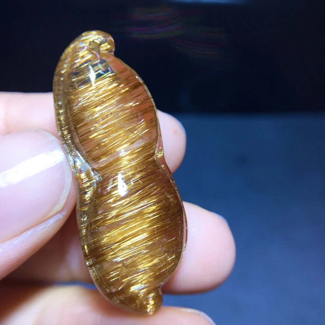 النحاس الطبيعي Rutilated قلادة كوارتز مستطيل Rutilated الكوارتز 36.7/15.4/9.6 مللي متر الرجال النساء البرازيل AAAAAAA #2