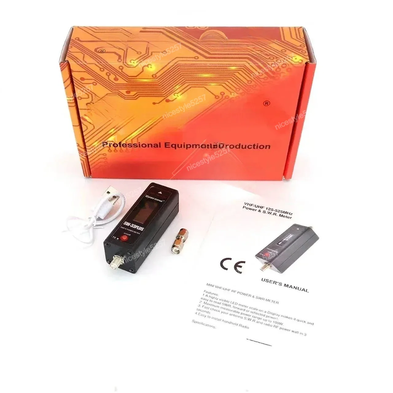 SW-33 Plus VHF/UHF 100W POWER 125-525 MHz Mini RF Power & SWR Meter and Easy to Install Handheld Radio