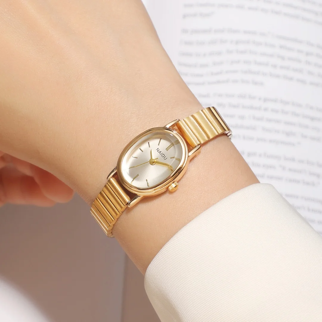 Oval minimalista senhoras relógios ajustável pulseira de aço inoxidável relógio de pulso de quartzo pulseira de ouro vestido relógio para mulher relojes