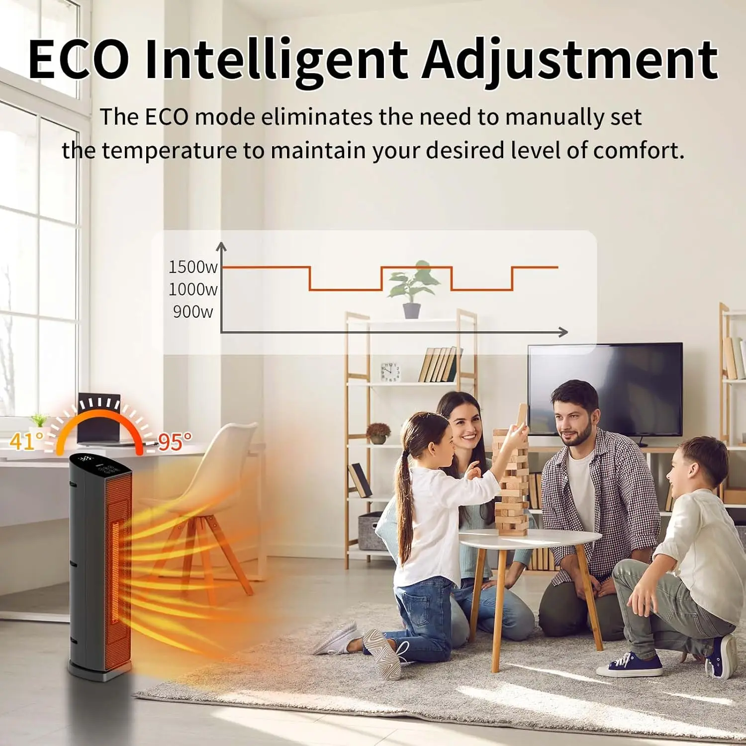 Space Heater for Indoor Use with Remote - 70° Oscillating Tower Electric Heater, 24 Inchs, 12H Timer, 1500W Quiet PTC Ceramic