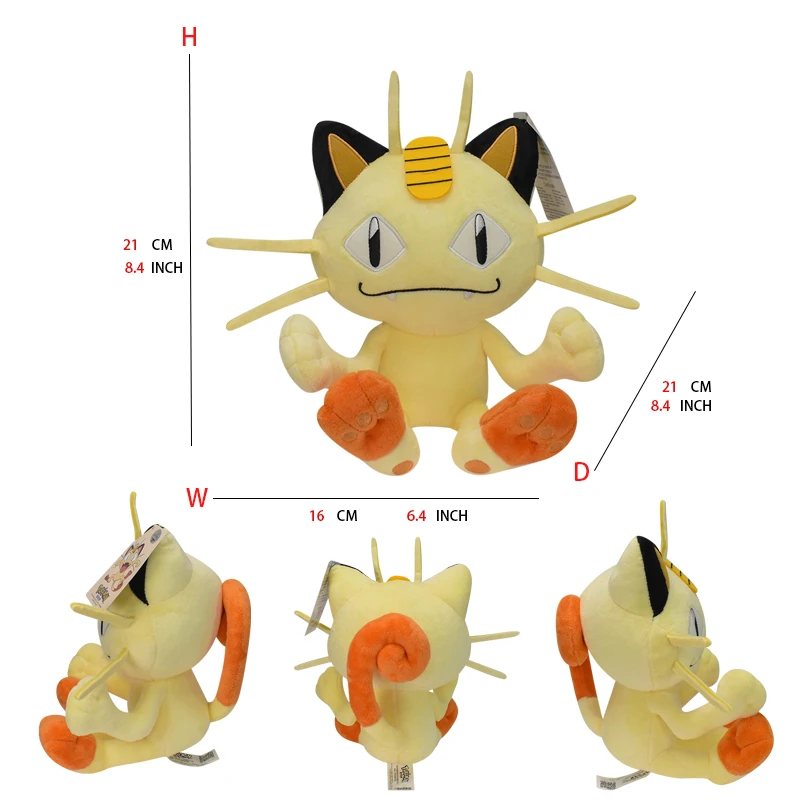 Meowth Pokemon Gefüllte Plüschpuppe, weiches Tier, heiße Spielzeuge, tolles Halloween-Geschenk