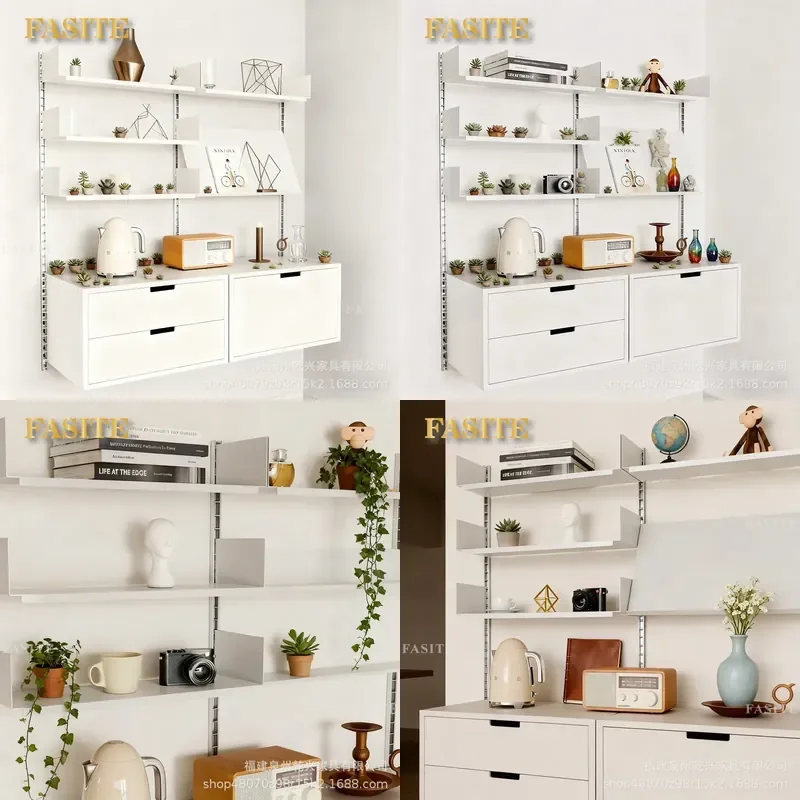 For Wall Shelf Simple Modern Wrought Iron Bookshelf Living Room Multi Layer Storage Rack Display Stand Home Decor Organizer
