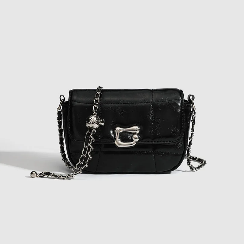 

ITAMOOD Luxury Oil Waxed pu Leather Crossbody Bag Quilted Flap Ladies Shoulder Bag Original Hardware Decoration Small Square Bag