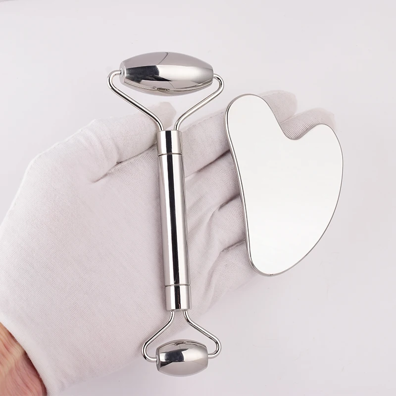 Stainless Steel Facial Roller & Gua Sha Set 3