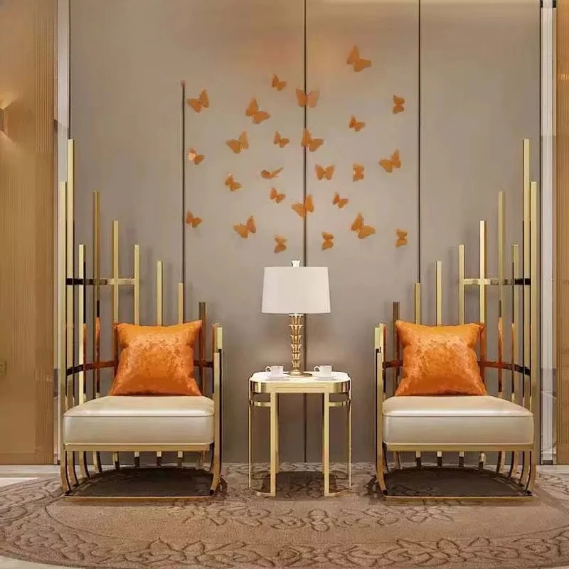 

Luxury single sofa, post-modern Hong Kong-style chair, neoclassical villa stainless steel table and chair unique creative design