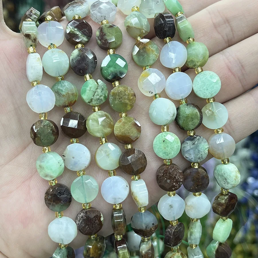 

Натуральный кристалл австралийского нефрита, ограненный, в форме диска, для изготовления ювелирных изделий, ожерелий, браслетов, 15 дюймов, 10 мм