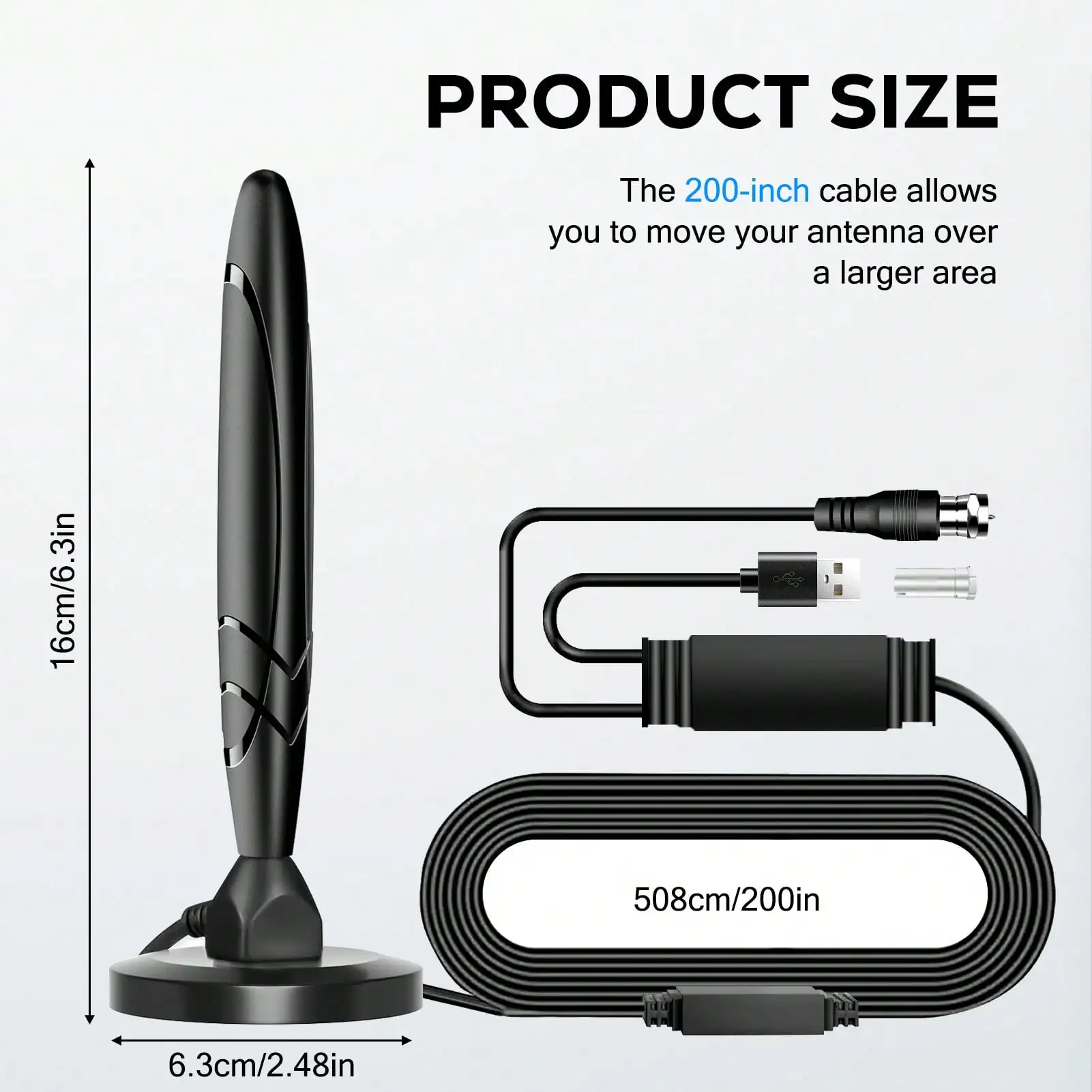 2025 HD Digital TV Antenna Support 4K 1080p All TV on VHF UHF Local Channels with Signal Booster Amplifier+Strong Magnetic Base