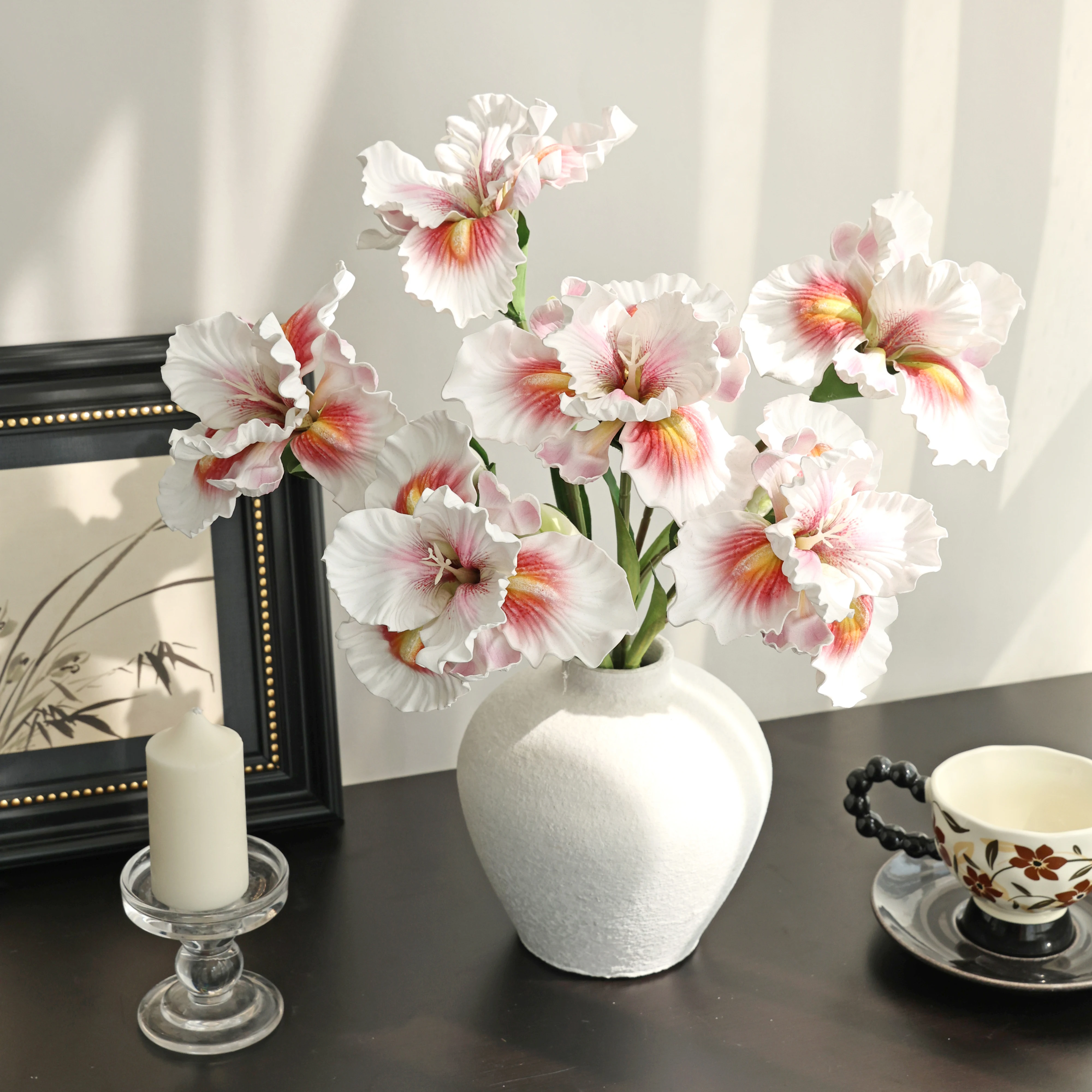 Künstliche Seidenblumen Iris Weiß für Zuhause, Zimmer, Tisch, Festival, Hochzeit, Brautsträuße, Dekoration, Garten, Hof, Vase, DIY-Geschenke – Detail 6