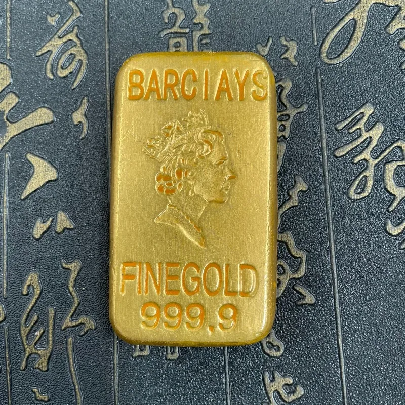 Crafts New Product Simulation Gold Bar Double-sided British Queen's Head Gold Nugget Solid Gold Bar Sample Crafts Ornament