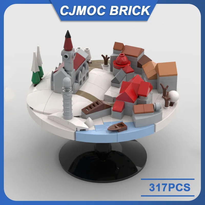 Juego de bloques de construcción modelo pueblo de invierno para niños, juguete de ladrillos para armar Mesa Redonda de nieve, serie MOC, ideal para regalo de cumpleaños y Navidad, código 317, piezas