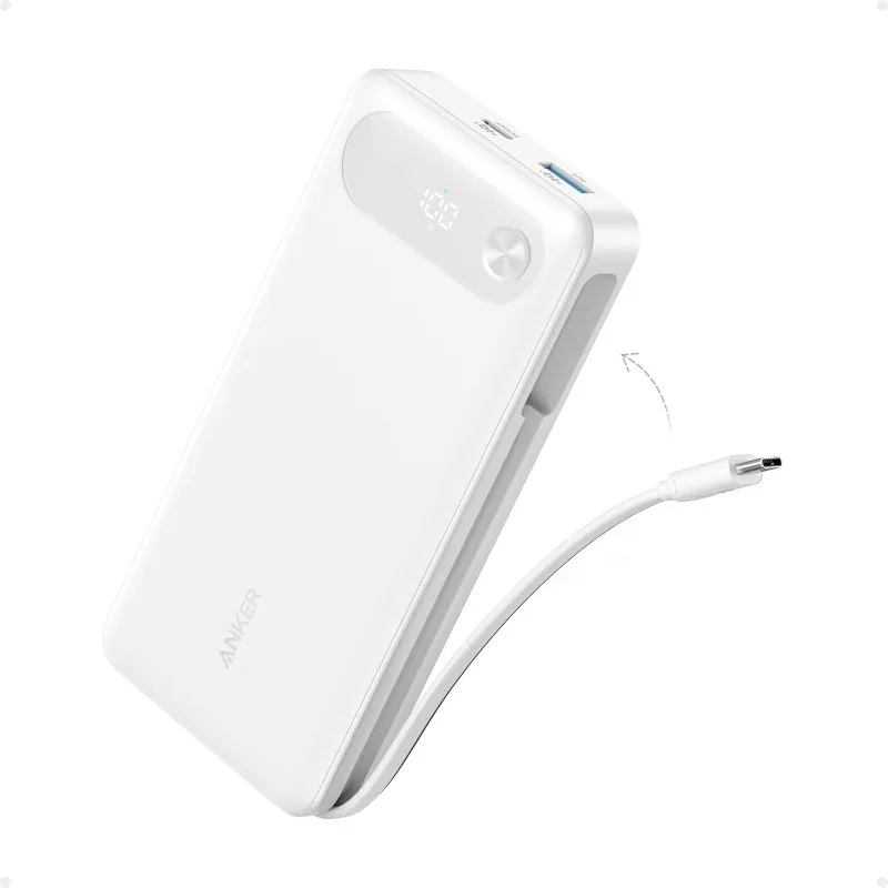 

Anker Power Bank 20,000mAh Portable Charger with Built-in USB-C Cable 87W Max Fast Charging Battery Pack 2 USB-C and 1 USB-A