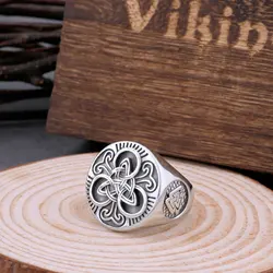 Stainless Steel Viking Vintage Trinity Rune Ring for Men Nordic Odin Valknut Amulet Accessories Celtic Knot Fashion Male Jewelry