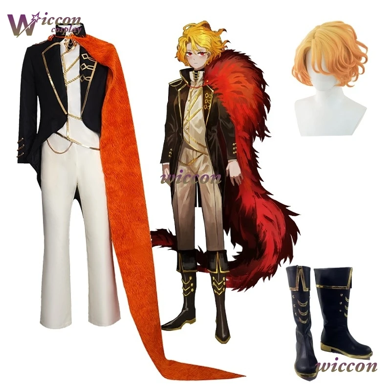 Unisex Coat Shawl Wig Limbus Company Don Quixote Sancho Cosplay Costume Wig Outfit Adults Clothes Coat Suit Halloween Boots