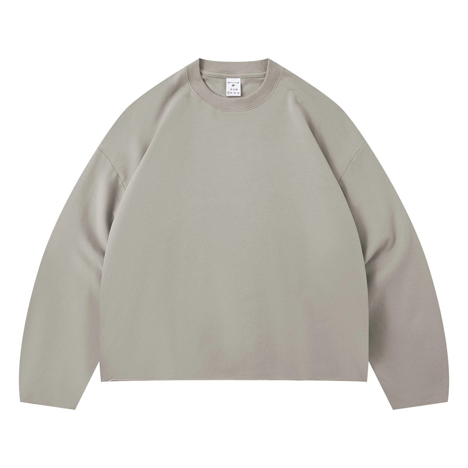 Oversized Curved Knife Sleeve T Shirt Men Cotton Modal Crewneck Tops Tee Casual Basic Autumn Winter Fleece Sweatshirts Pullovers