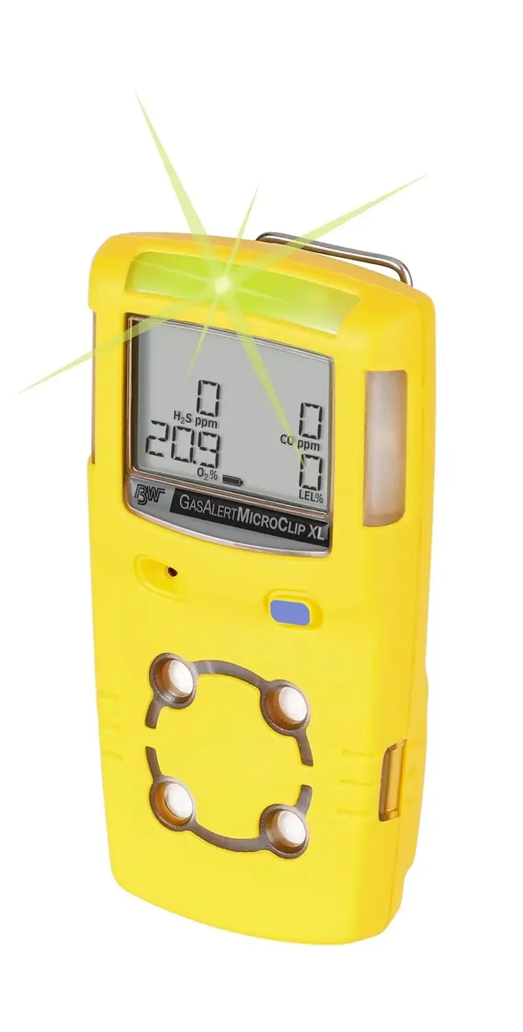 MCXL-XWHM-Y-NA GasAlertMicroClip XL 4 Gas Detector, CO, H2S, LEL and O2, Yellow