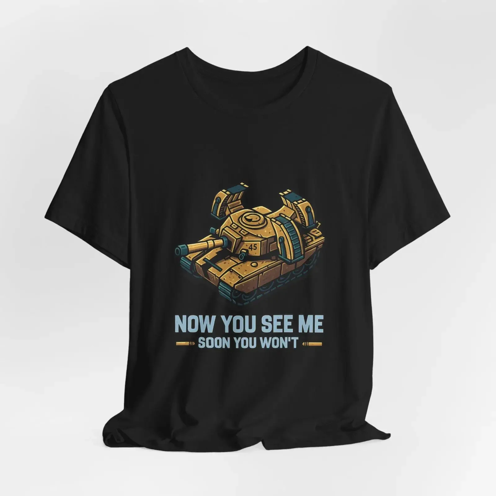 T-shirt rétro RTS Tank, motif graphique vintage délavé, « Now You See Me Soon Won't », pour joueurs, commandes, conquêtes, nostalgie