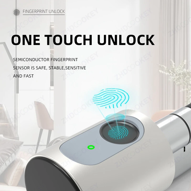 Smart Lock-cilinder Tuya Bluetooth Europa Biometrische vingerafdruk RFID-kaart APP-sleutel DIY Verstelbare kernmaat Elektronische deursloten