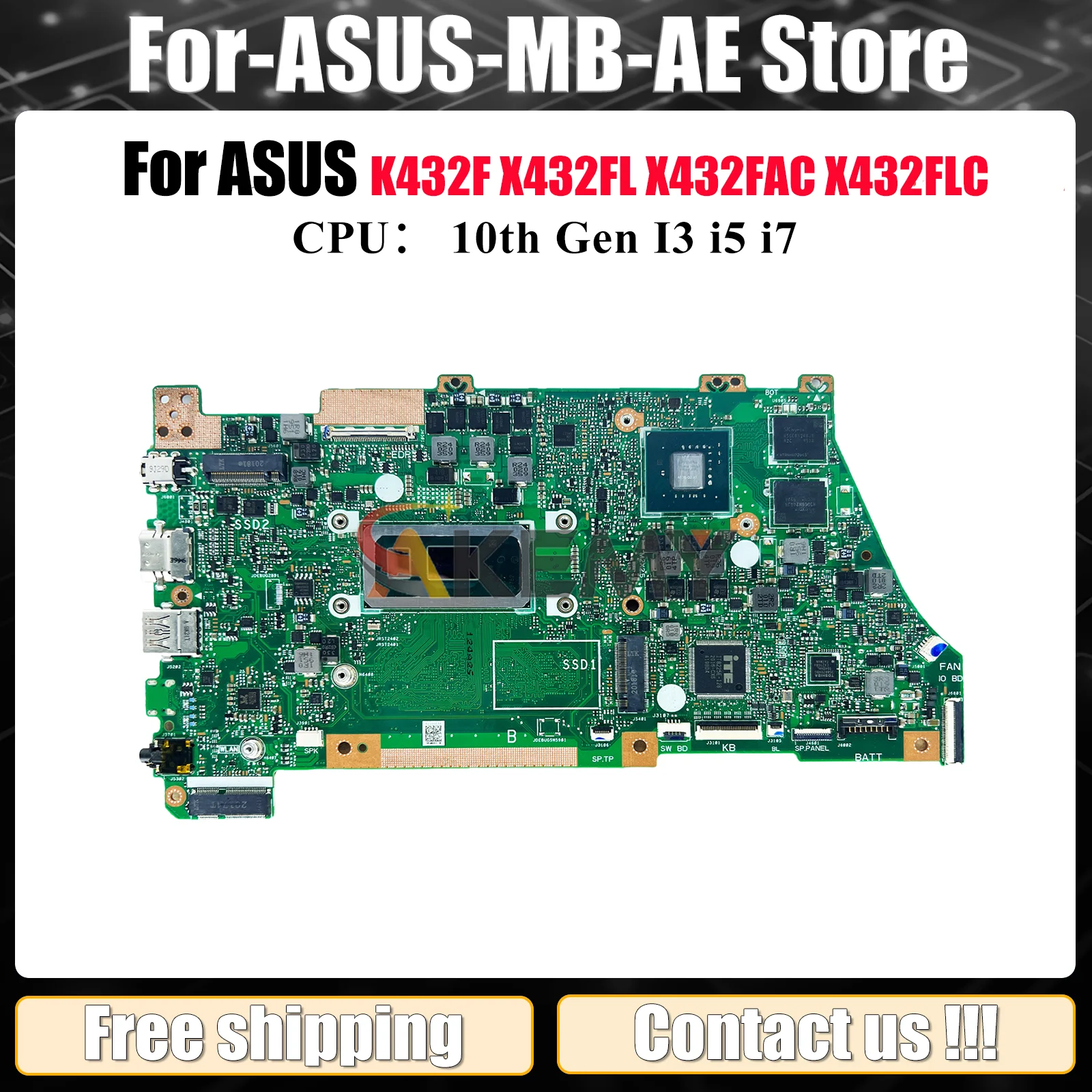 

Материнская плата для ноутбука X432FL для ASUS VivoBook X432F V432F X432FLC S432F K432F X432FAC X432FL с процессором 10-го поколения I3 i5 i7