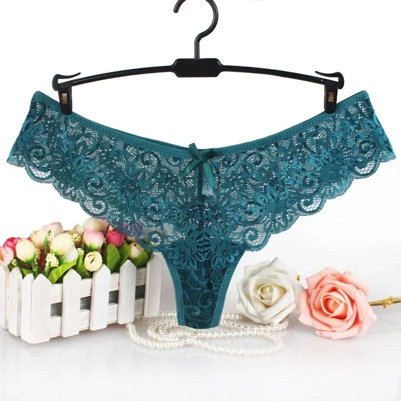 

Sexy Lace Lingerie For Women Temptation Low Waist Women's Panties Embroidery Thongs Transparent Underwear Female G String Tanga