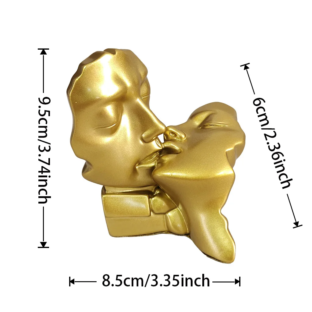 Abstract Kissing Couple Statue Modern Resin Sculpture Romantic Home Decor for Living Room Office Wedding Gift