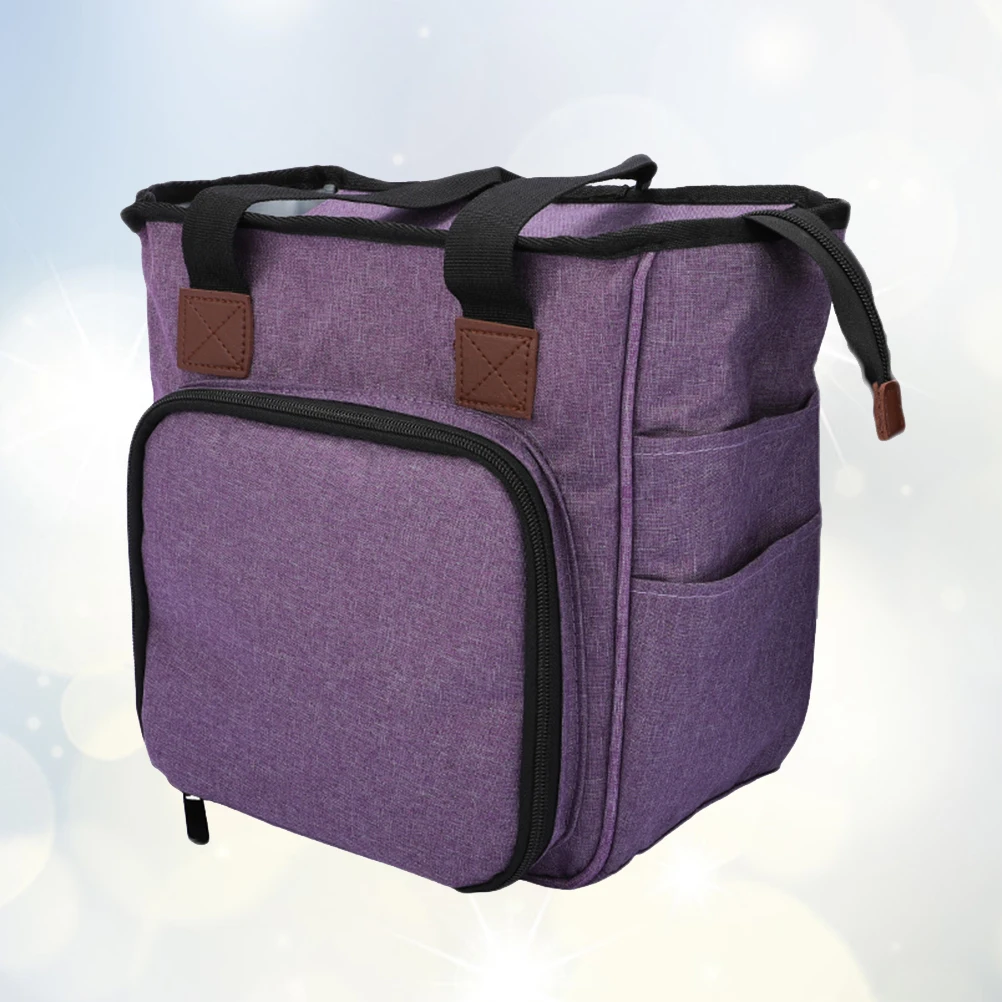 

Woolen Yarn Storage Bag Purple Large Capacity Multi Compartment Craft Organizer for Knitting Crocheting Travel Home Use Shoulder