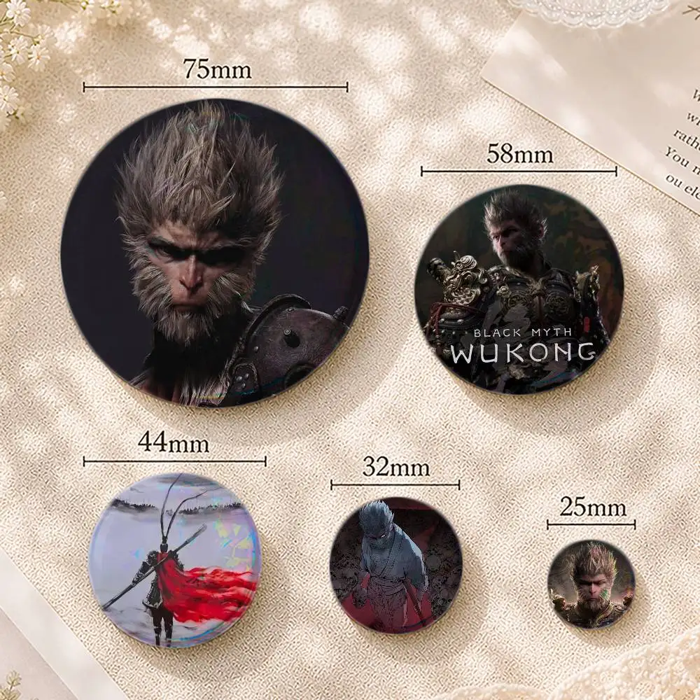 B-Black Myth Wu Kong Button Pins Backpack Clothing Decor Brooch Badge Jewelry Gifts for Kids