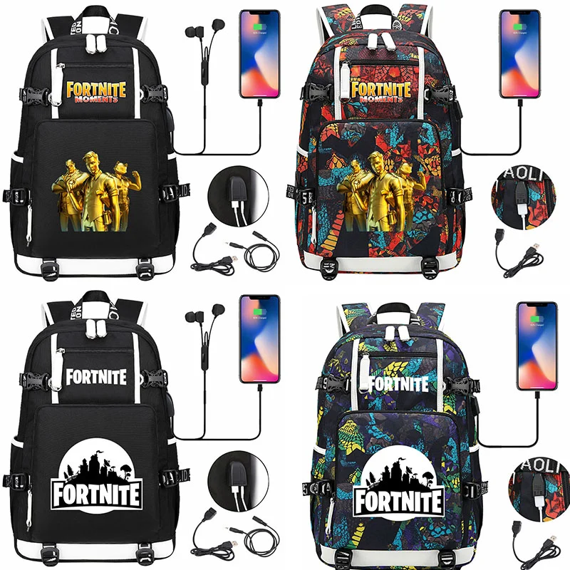Game Fortnite Headset Studenten-Schultasche, Anime-Cartoon-Rucksack für Jugendliche, Männer, Frauen, Reisen, Motorrad, Ausrüstung, Zubehör, Geschenk