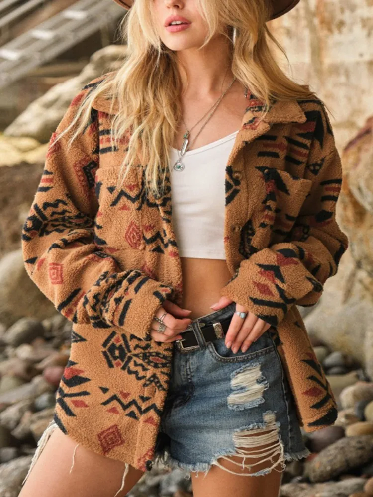 

Новая осенне-зимняя винтажная женская плюшевая куртка с лацканами и длинными рукавами, повседневное женское теплое свободное уличное пальто, женская одежда