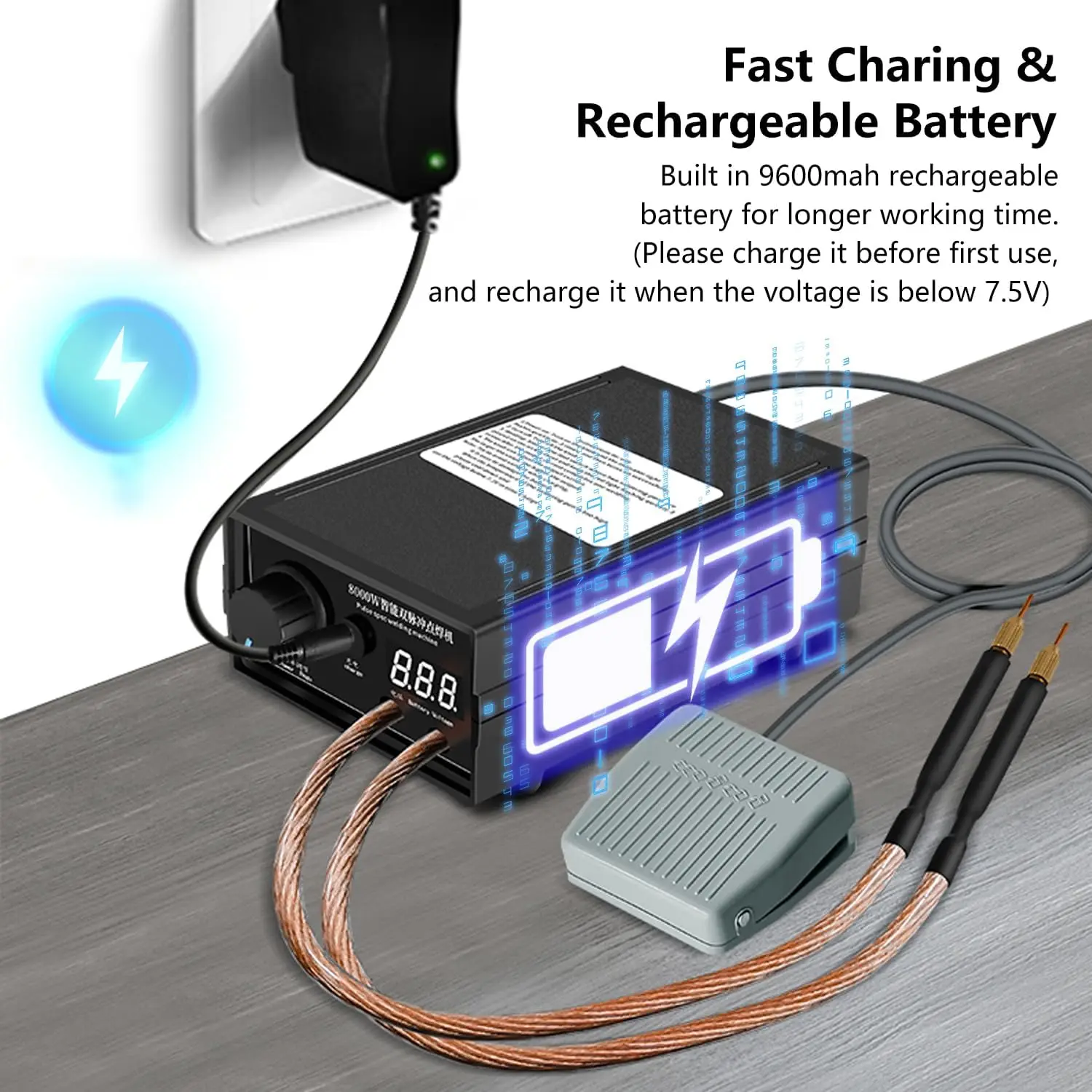 Machine à souder par points Portable, stylo, batterie au Lithium Rechargeable, Type pédale, prise ue