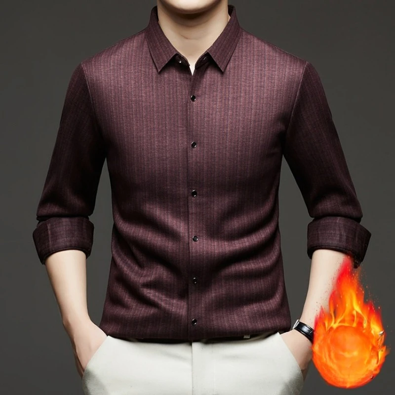 Men's Graphene Thermal Flannel Shirt - Gray (Red/Green) M-4XL | Cashmere & Mulberry Silk Blend