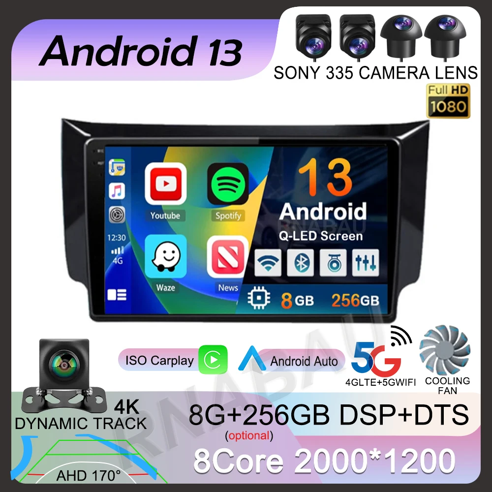 

Android 13 For Nissan Sylphy B17 Sentra 12 2012 2013 2014-2018 Carplay Auto Car Radio GPS Multimedia Video Player Stereo 2din 4G