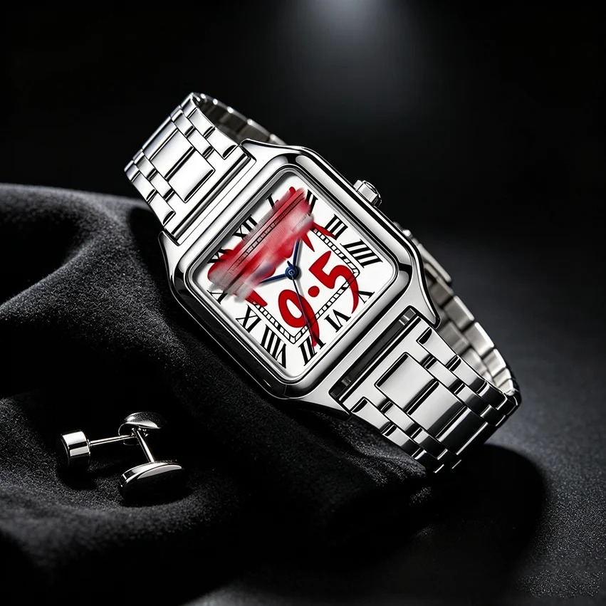 

FK 9-5 Quartz Watch Men's Fashion Stainless Steel Alloy Square Dial Watch Waterproof High end Business Quartz Watch