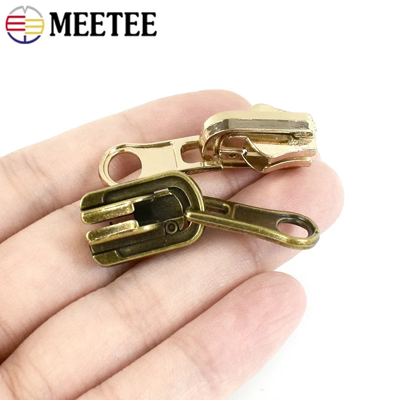 5/10Pcs Meetee 3# 5# 8# Double-sided Rotary Zipper Slider for Jacket Zips Coat Metal Zip Pull Sewing Zippers Cursor Repair Kits