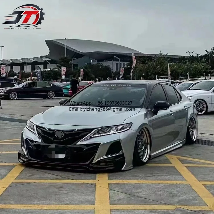 New style Body Kits for Toyota Camry Upgrade to Khan Style 2018 2019 2020 2021 Front and Rear Bumper Exhaust Tip PP Material Cam