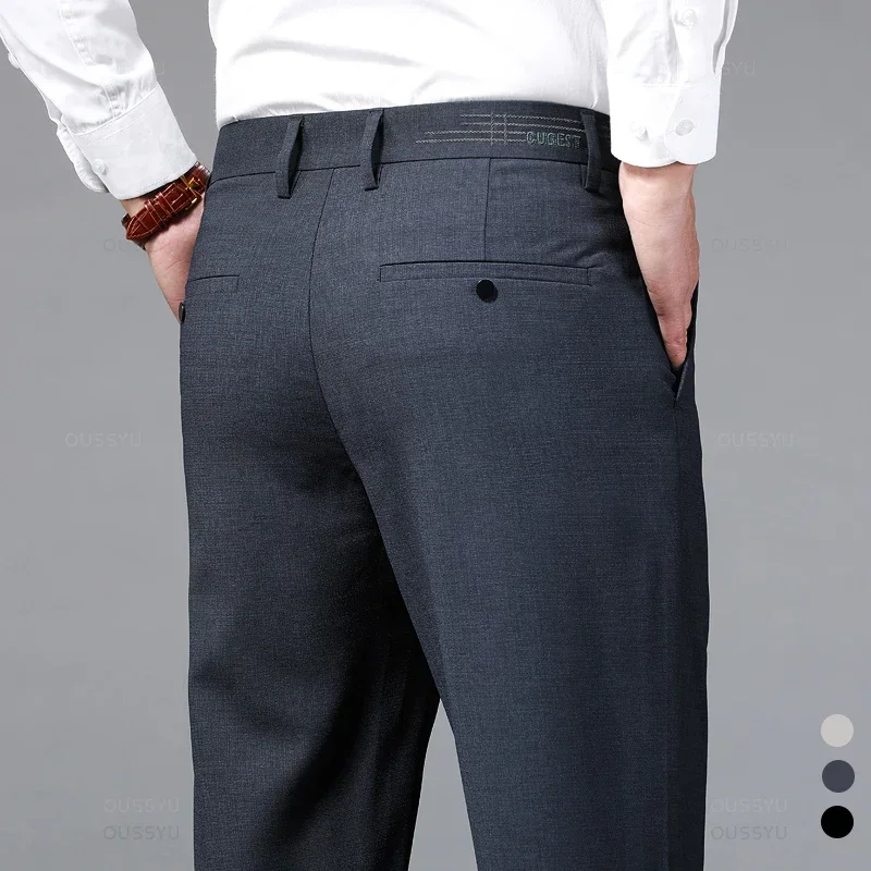 

Brand Clothing Summer High Quality Soft Formal Suit Pants Men Business Thin Straight Party Wedding Office Trousers Male Z293