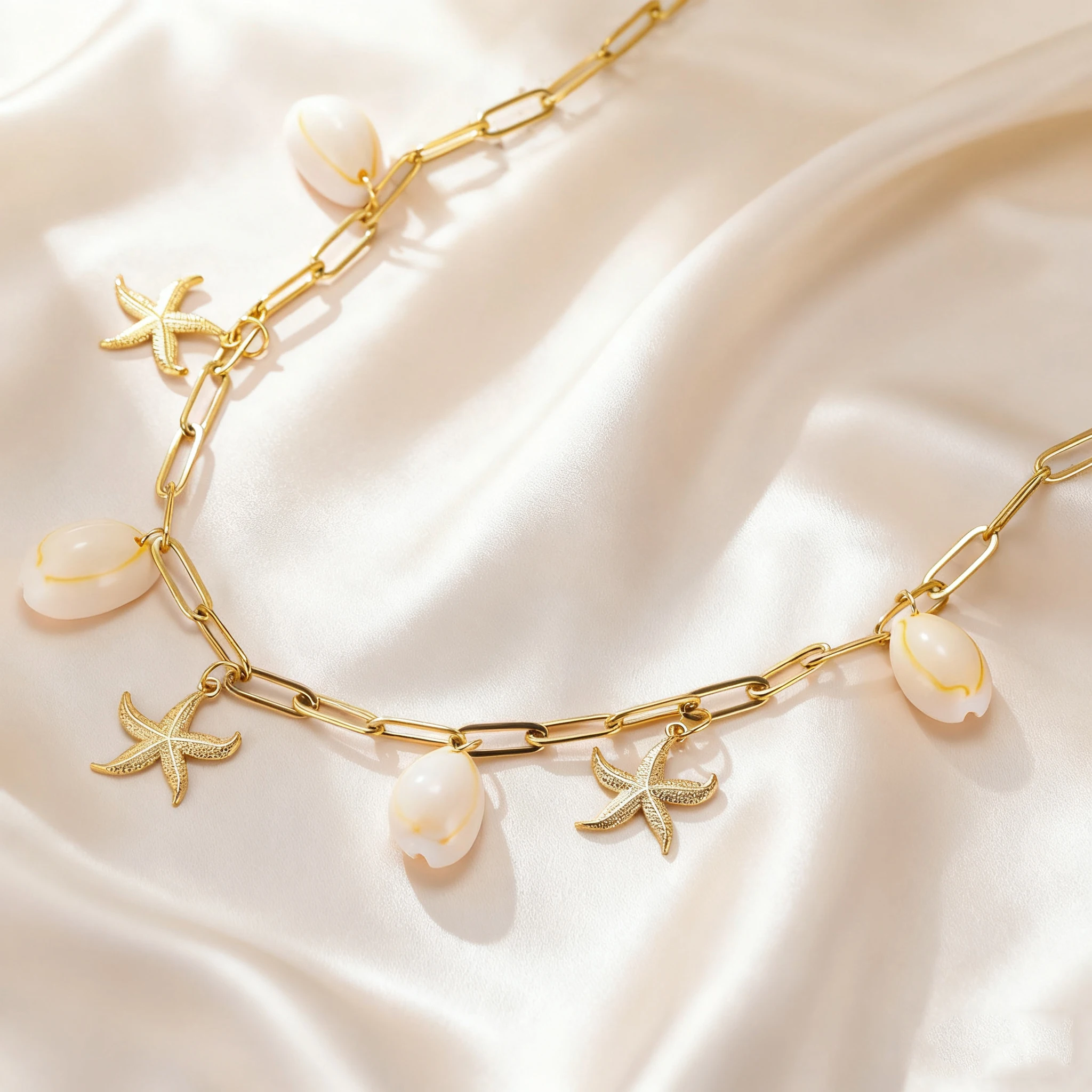 Unift الفولاذ المقاوم للصدأ البحر ستار محارة قلادة قلادة مطلية بالذهب سلسلة الترقوة العصرية عنصر المحيط قلادة مجوهرات هدايا